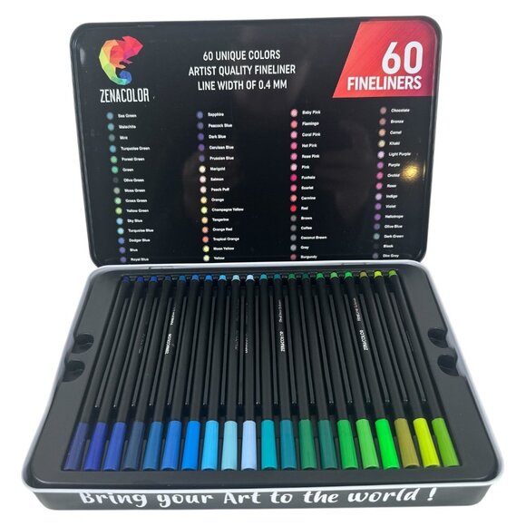 ZENACOLOR 60 Color PENS Markers Intense Scrapbooking Coloring Line NEW - Picture 5 of 11